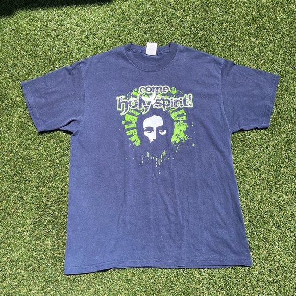 VTG 00’s Holy Spirit Religious Navy Blue Tee - Picture 1 of 5